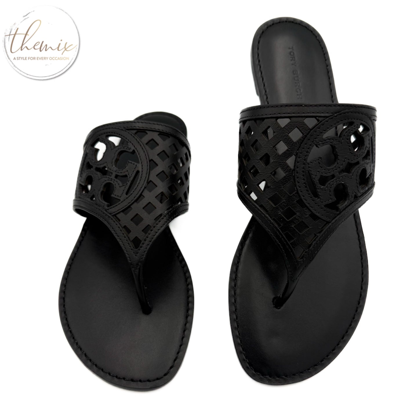 Tory Burch Thatched Perf Thong Serenity Sandals