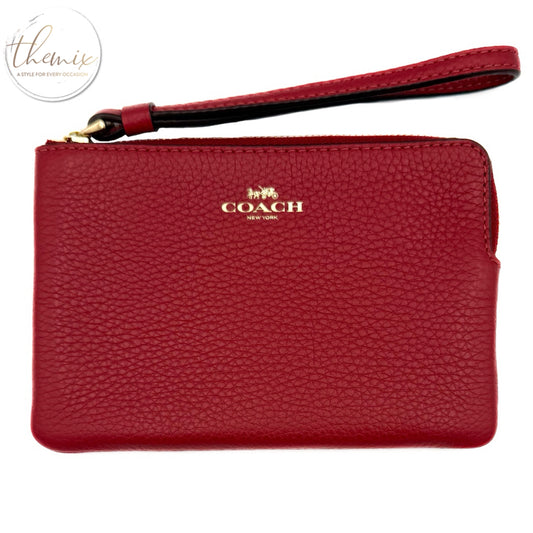 Coach Pebbles Leather Corner Zip Wristlet