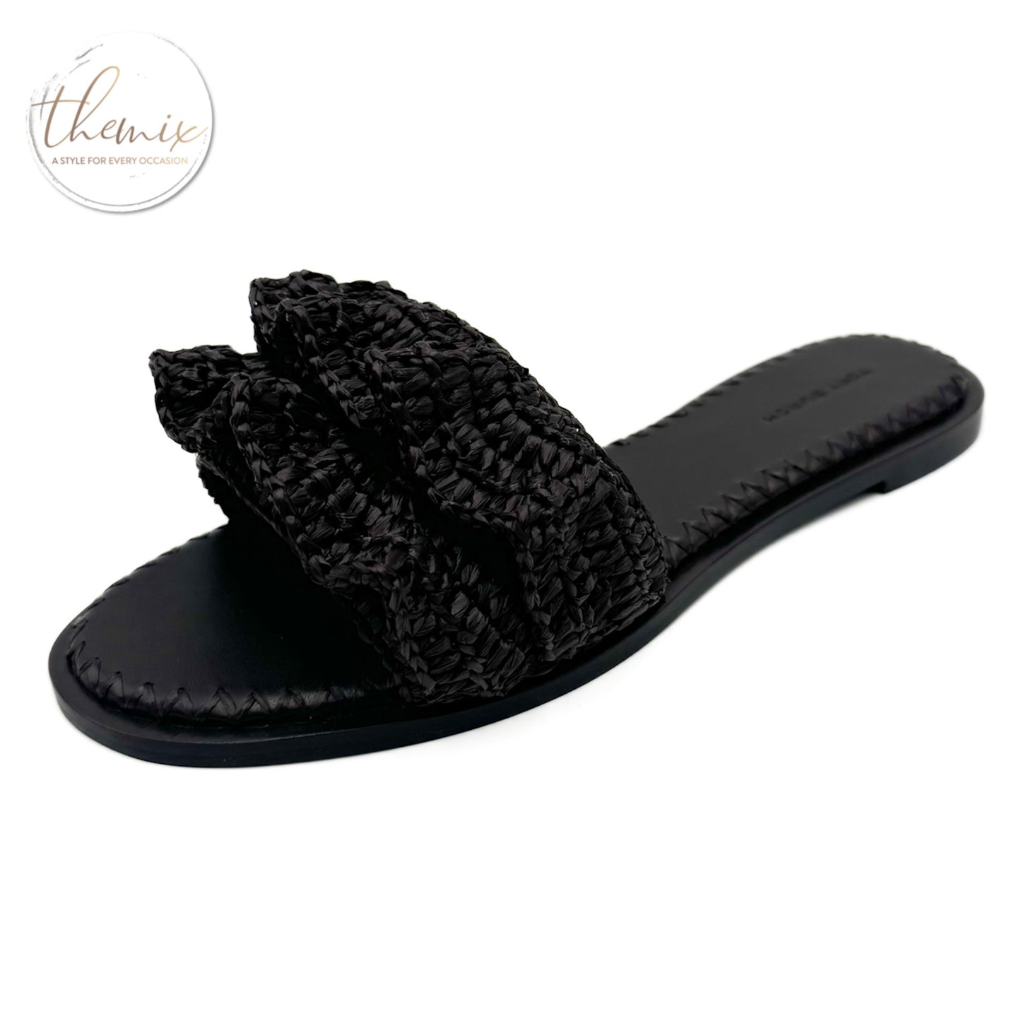 Tory Burch Ruffled Raffia Slide