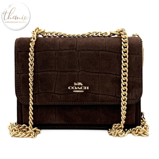 Coach Mini Klare Crossbody Croco Suede Bag