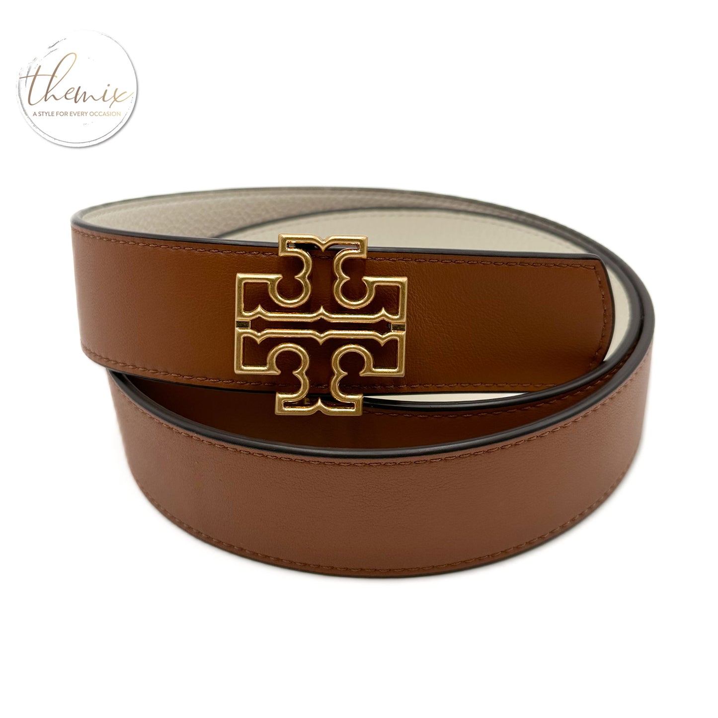 Tory Burch Reversible Britten Logo Belt 1 1/2 inch