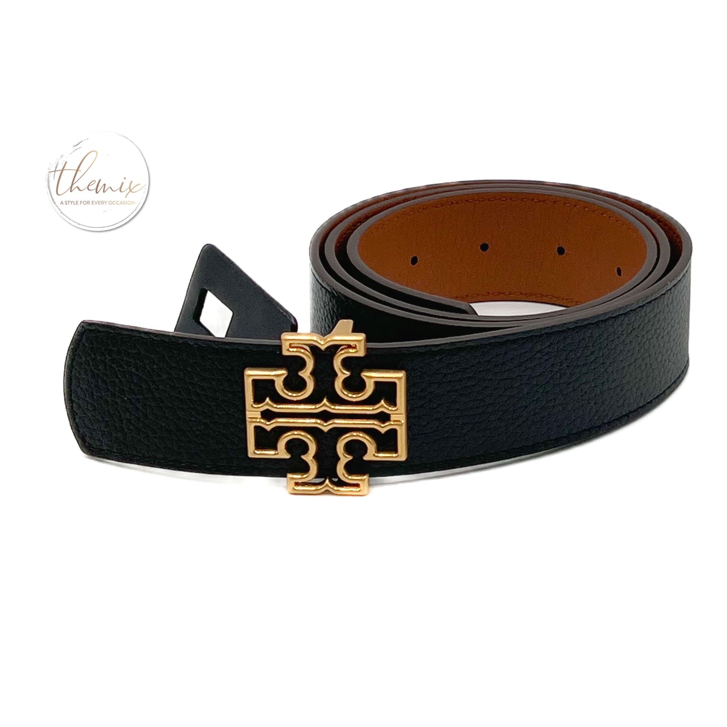 Tory Burch Reversible Britten Logo Belt 1 1/2 inch